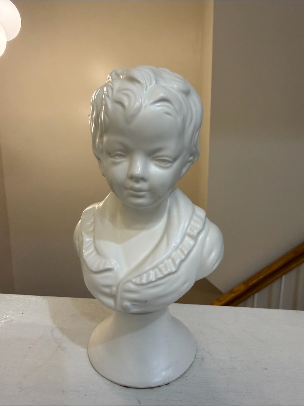 Vintage White Porcelain Alexandre Brongniart Bust After Jean-Antoine Houdon Boy
